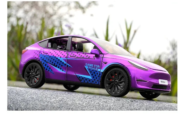 Tesla Model Y Metal Toy Car Model with Sound and Light!