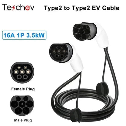 Teschev 16A/32A 11kW Type to Type2 EV Charging Charging Cable IEC 62196-2 Charger For PHEV Electric Vehicles In Public Station