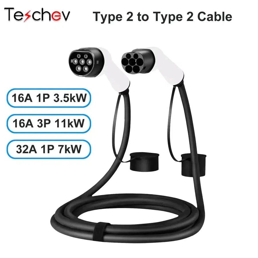 Teschev 16A/32A 11kW Type to Type2 EV Charging Charging Cable IEC 62196-2 Charger For PHEV Electric Vehicles In Public Station